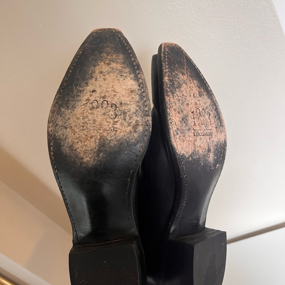 Lucchese Black and Tan Leather Boots - Picture 5 of 6
